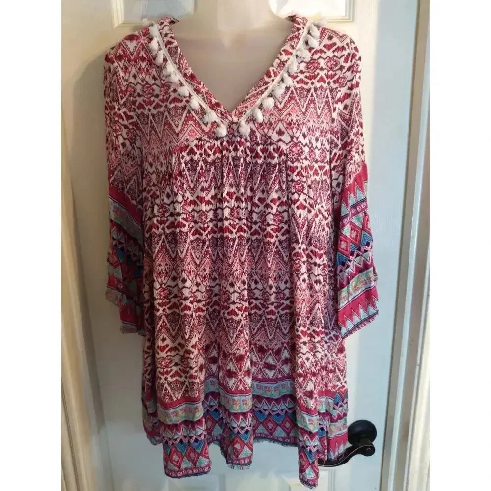 Michael Michael Kors Top Multicolored Boho Tassels Sz S Bust 34 Length 30